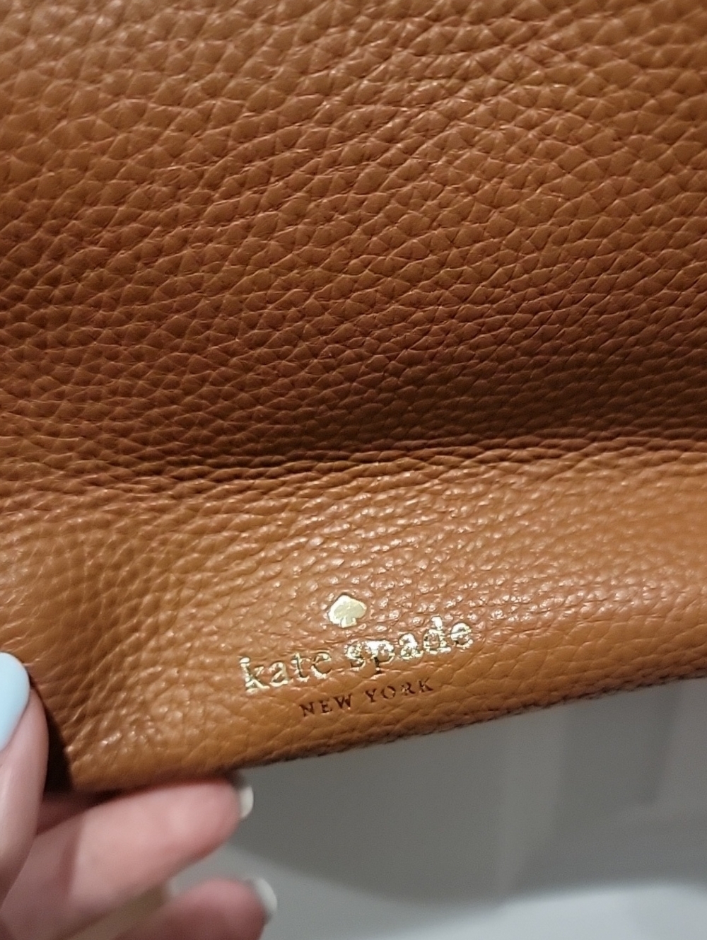 kate spade Brown Pebbled Leather Hobo Shoulder Bag with Coral Trim - Picture 5 of 15